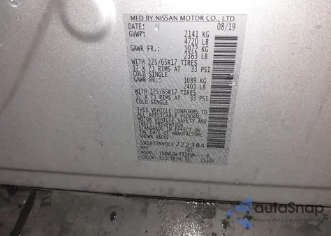 2020 Nissan Rogue Sv Intelligent Awd z USA, uszkodzony, nr VIN 5N1AT2MV9LC722384